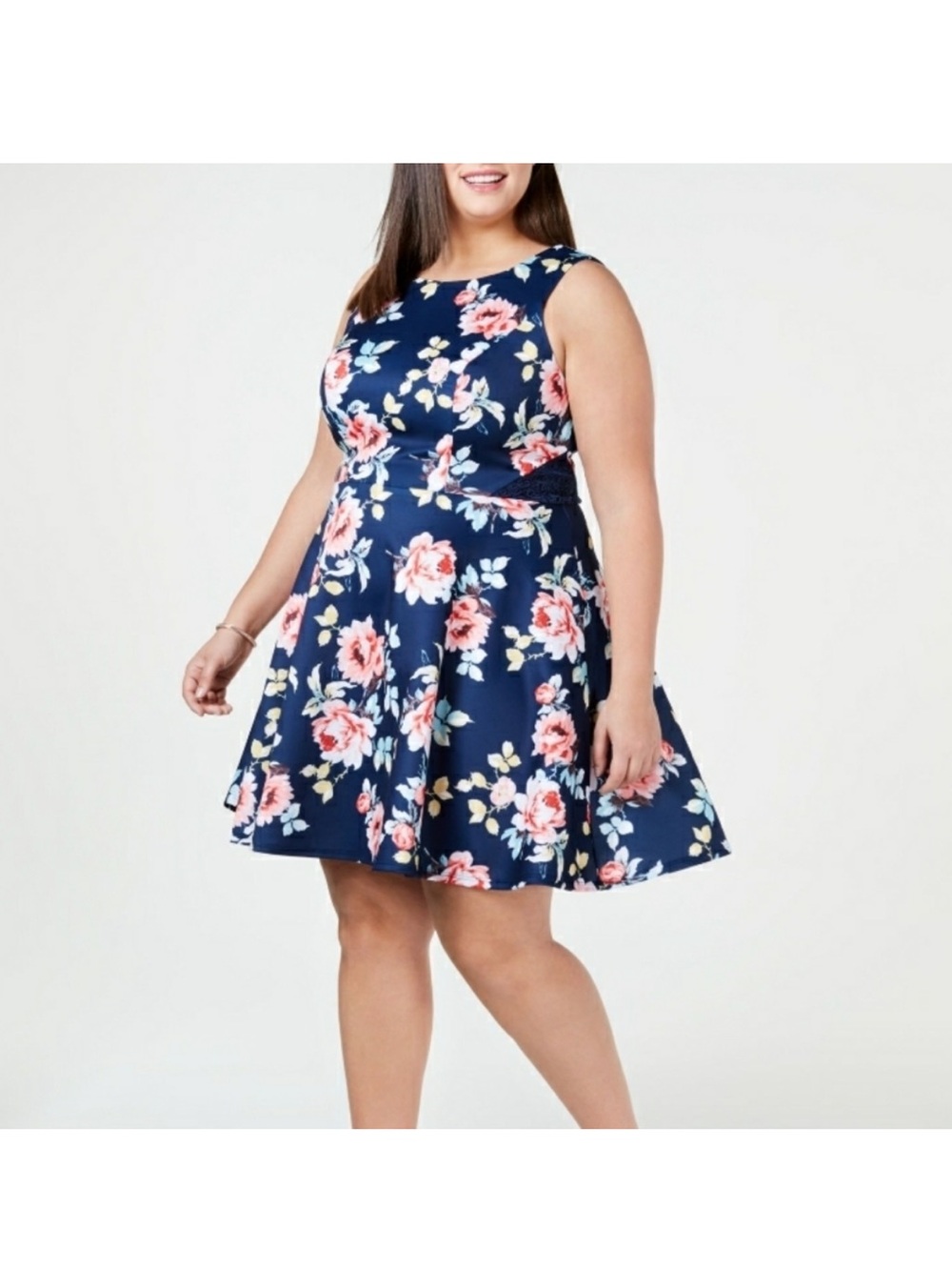 City Studio Navy Floral A-Line Dress